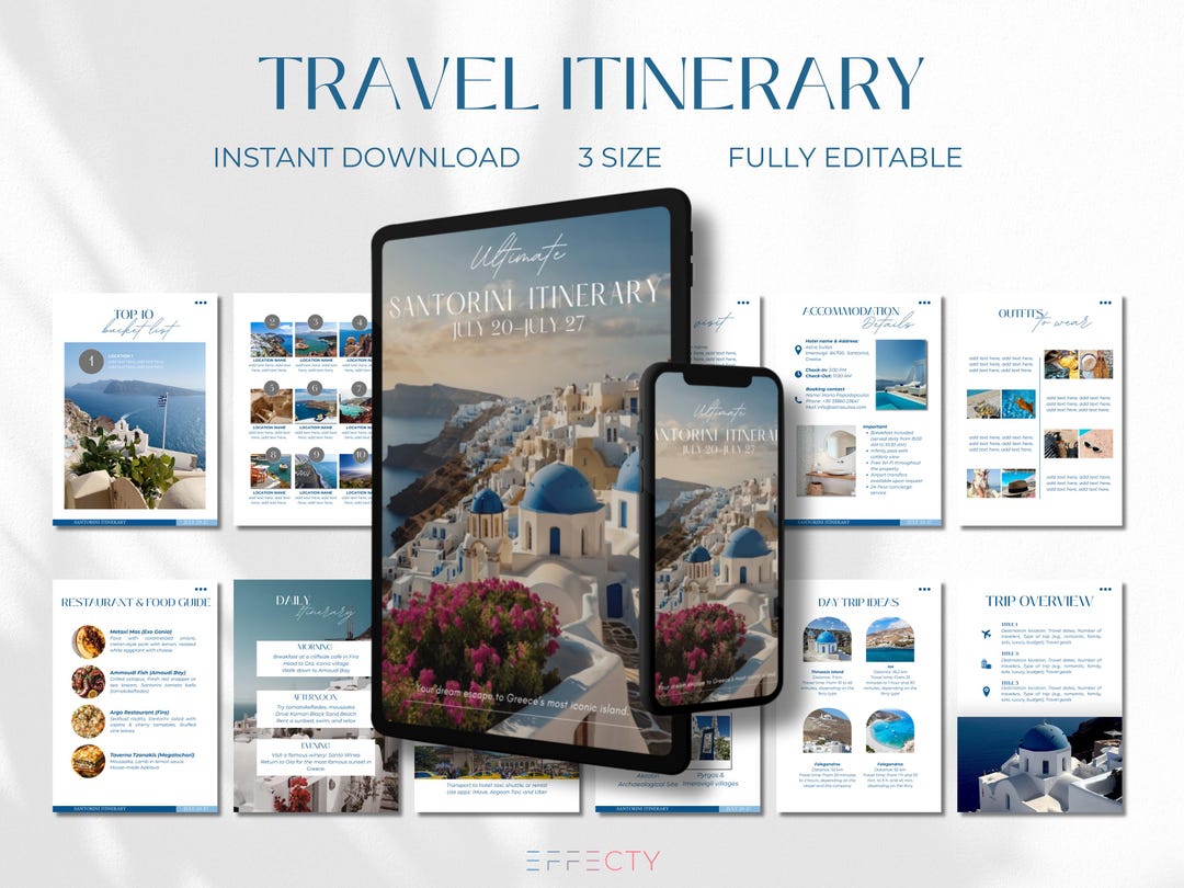 Editable Travel Itinerary Template: Canva Trip Planner (digital ...