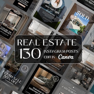 Luxury Real Estate Instagram Templates: Canva Realtor Marketing (Digital Download)