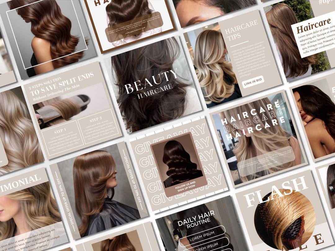 Hair Stylist Social Media Template for Haircare Businesses 60 Instagram ...