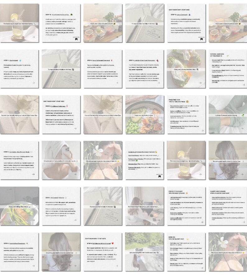 Health Wellness Social Media Carousel Templates Canva Editable Digital ...