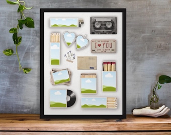 Editable Matchbook Poster Template Blank Matchbook Template Matchbox Art Anniversary Gift Download Printable Wall Art Custom Wall Art