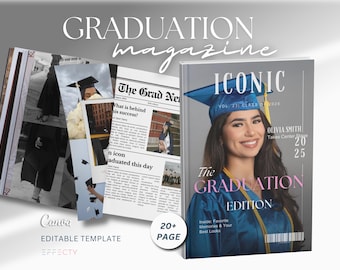 Graduation Magazine Template: Customizable Senior Gift (Canva Editable, Digital Download