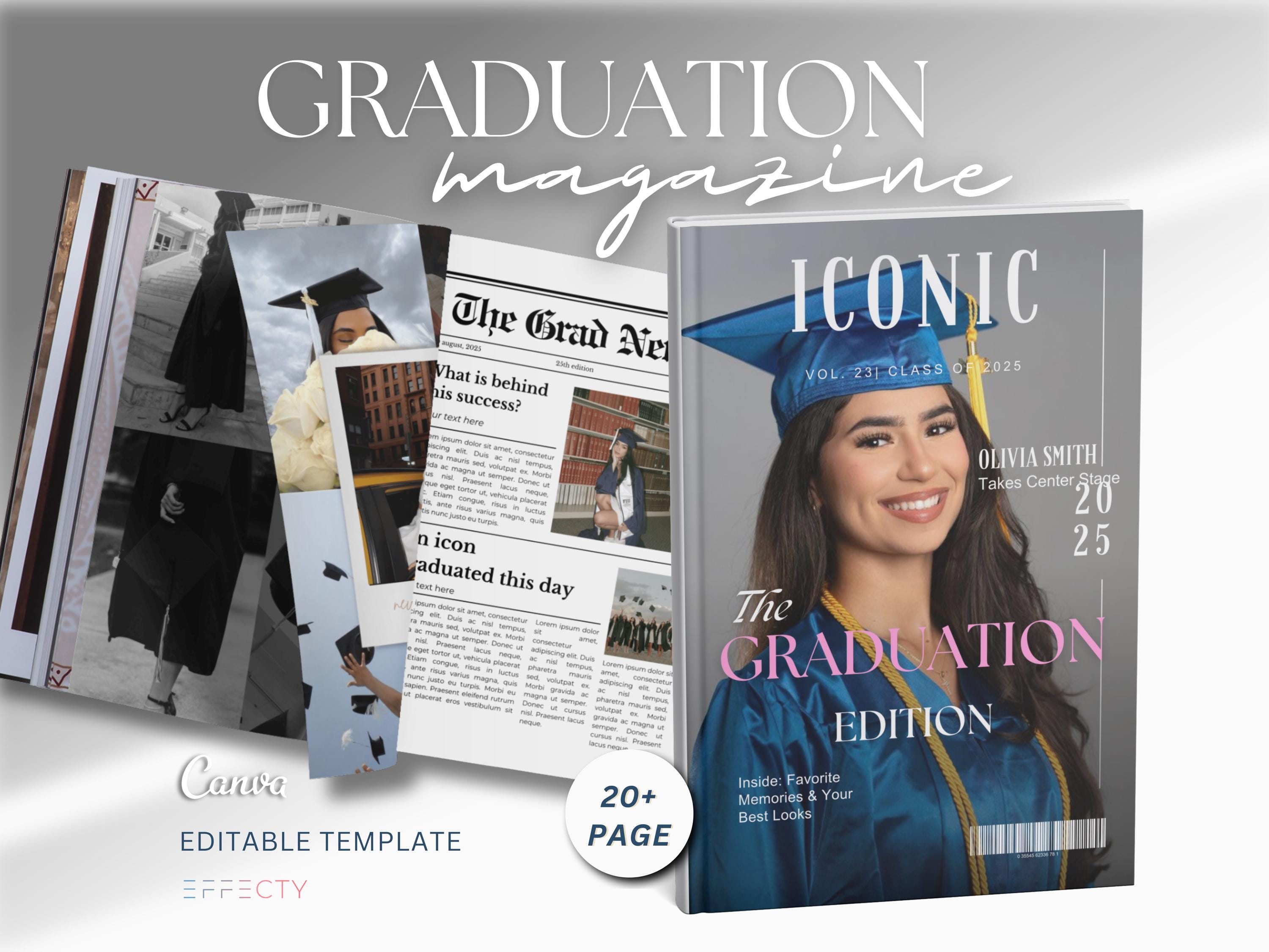 Graduation Magazine Template: Customizable Senior Gift (Canva Editable, Digital Download