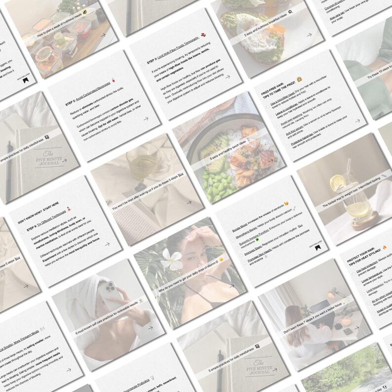Health Wellness Social Media Carousel Templates Canva Editable Digital ...