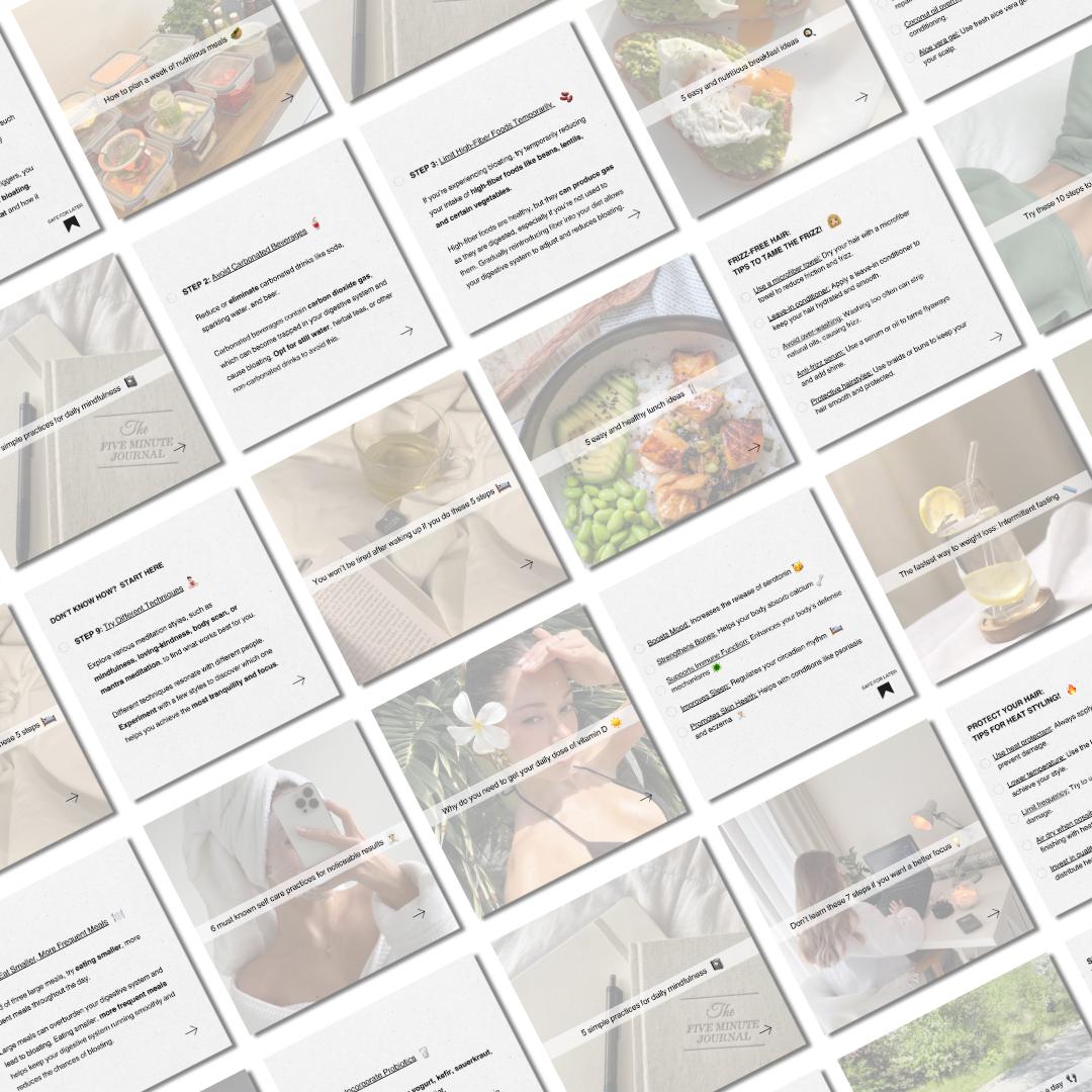 Health Wellness Social Media Carousel Templates Canva Editable Digital ...