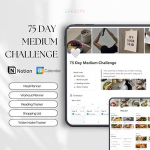 75 Day Challenge Notion Template: Digital Wellness Planner (Digital Download)