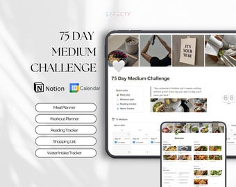 75 Day Challenge Notion Template: Digital Wellness Planner (Digital Download)