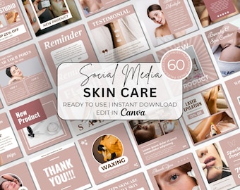 Skincare Social Media Templates for Canva Instagram Posts Beauty Skincare Content Creator Esthetician Marketing