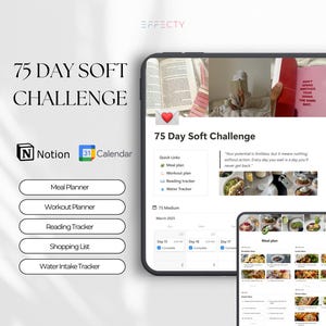 75 Day Challenge Notion Template: Digital Wellness Planner (Digital Download)