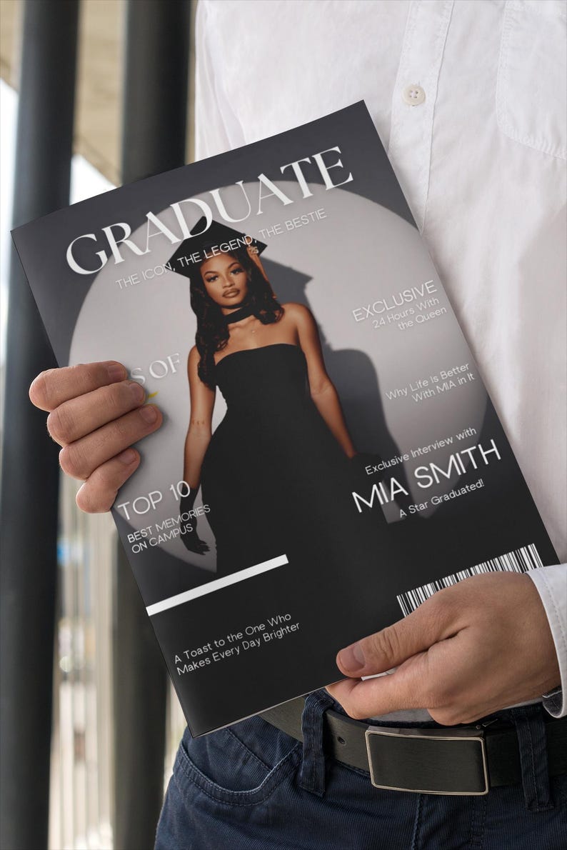 Graduation Lettering Magazine Graduation Magazine Template: Customizable Senior Gift (canva Editable ...
