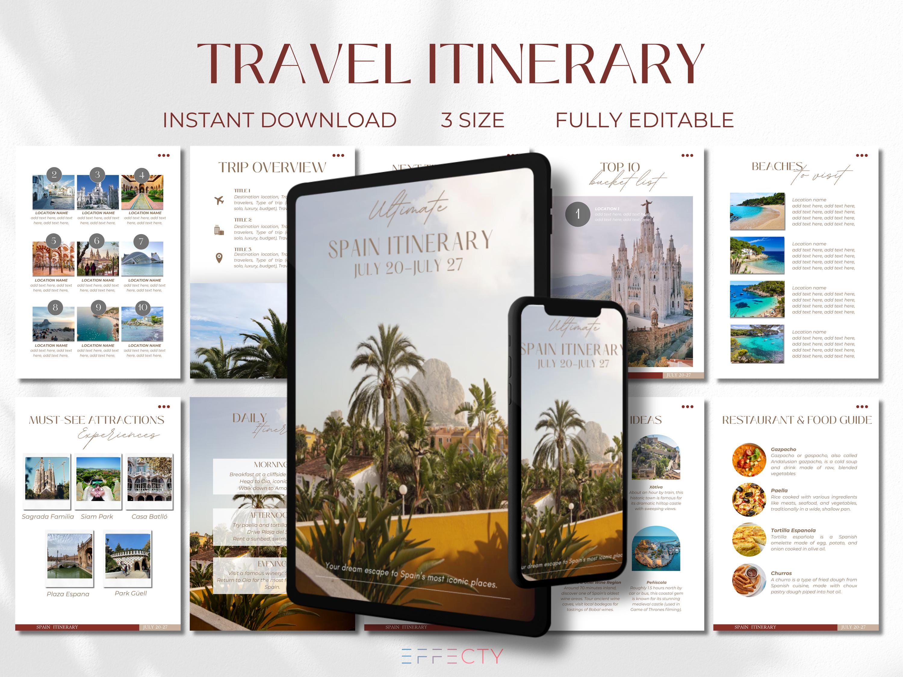 Editable Travel Itinerary Template: Customizable Trip Planner (canva ...