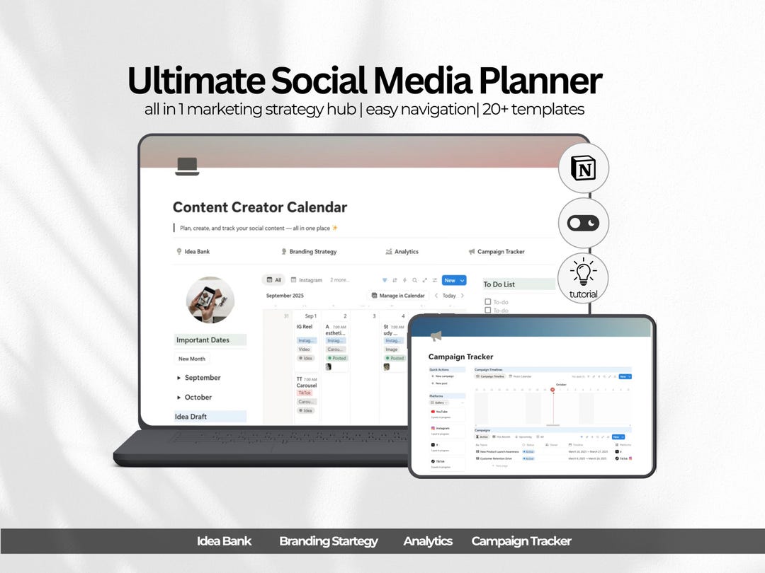 Notion Social Media Manager Template | Content Calendar Planner With ...