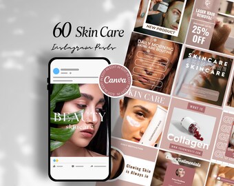 Skincare Social Media Templates for Canva Instagram Posts Beauty Skincare Content Creator Esthetician Marketing