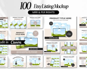 Pacchetto di modelli di mockup Canva: mockup di elenchi di prodotti digitali (download digitale)