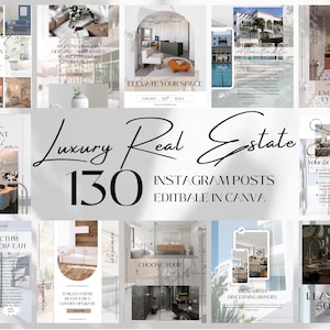 Luxury Real Estate Instagram Templates: Canva Realtor Marketing (Digital Download)