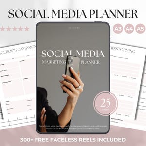 Social Media Marketing Planner: Content Calendar, Business Strategy (Canva Editable Digital Download)