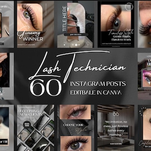 Lash Tech Instagram Post Templates: Editable Canva Social Media