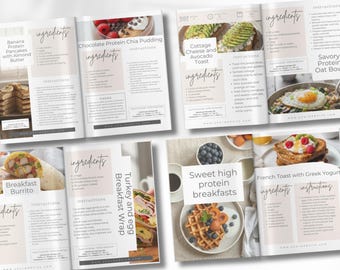 Cookbook Recipe Ebook Template for Fitness Coaches  Content Creators 25 Page Canva Cookbook with Nutrition Info