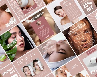 Skincare Social Media Templates for Canva Instagram Posts Beauty Skincare Content Creator Esthetician Marketing