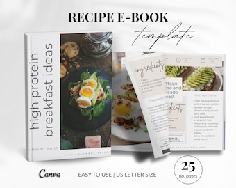 Cookbook Recipe Ebook Template for Fitness Coaches  Content Creators 25 Page Canva Cookbook with Nutrition Info