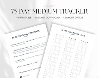 75 Day Soft Fitness Challenge Tracker Wellness Planner Habit Journal Printable Self Care Motivation Digital Download A4 PDF