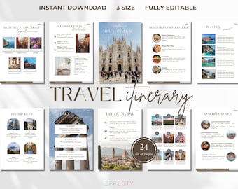 Editable Travel Itinerary Template: Canva Trip Planner (Digital Download