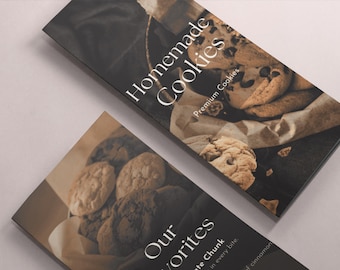 Cookie Business Brochure Template Canva Bakery Menu Price List Pastry Shop Flyer Editable Double-Sided Brochure
