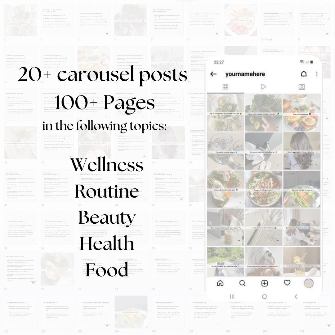 Health Wellness Social Media Carousel Templates Canva Editable Digital ...