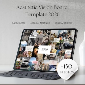 2026 Vision Board Template: Editable Canva Mood Board (Digital Download)