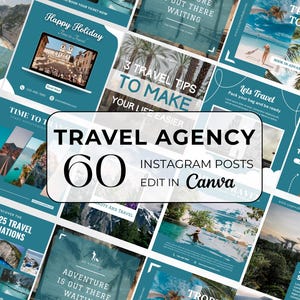 Travel Social Media Template: 60 Canva Posts for Bloggers (Digital Download)