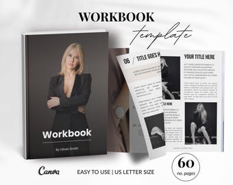 Business Ebook Template 60-Page Editable Canva Workbook for Coaches Digital Download