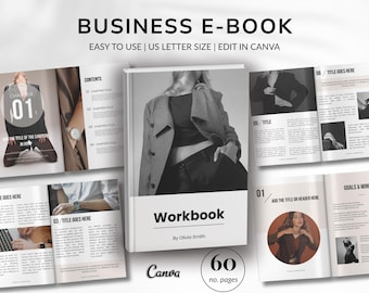Business Ebook Template 60-Page Editable Canva Workbook for Coaches Digital Download
