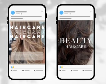 Hair Stylist Social Media Template for Haircare Businesses 60 Instagram Post Templates for Salon Marketing, Canva Editable Beauty Content