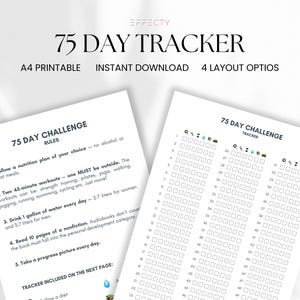 75 Tage Challenge Tracker 75 Tage Fitness Challenge Digitale Vorlage Druckbare Tägliche Zielverfolgung Digitale Vorlage für Selbstdisziplin