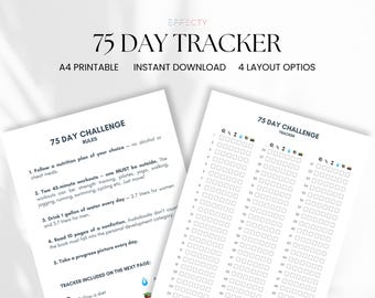 75-Tage-Fitness-Challenge: Wellness-Planer, Gewohnheitsjournal, Selbstfürsorge-Motivation (zum Ausdrucken, digitaler Download, A4-PDF)