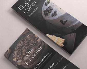 Cake Business Brochure Template Canva Bakery Menu Price List Pastry Shop Flyer Editable Double-Sided Brochure