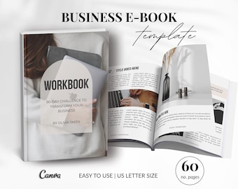 Business Ebook Template 60-Page Editable Canva Workbook for Coaches Digital Download