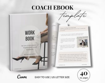 Coaching Workbook Template Canva | 40 Page Editable Ebook for Coaches  Online Businesses Guide