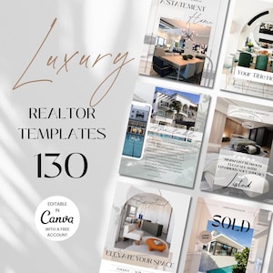 Luxury Real Estate Instagram Templates: Canva Realtor Marketing (Digital Download)