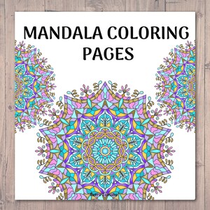 Printable Mandala Adult Coloring Book, Floral Mandala Coloring Pages, Botanical Mandalas, 50 Hand Drawn Pages Digital Download