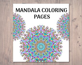 Printable Mandala Adult Coloring Book, Floral Mandala Coloring Pages, Botanical Mandalas, 50 Hand Drawn Pages Digital Download