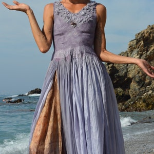 Felted clothing, boho clothing, festival outfit, party dress, natural clothing, goddess dress, fairy clothing, artwear, silk dress, cuarz.
