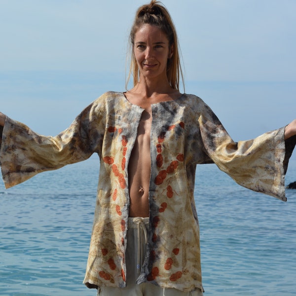 Felted Kimono, Boho Poncho, Woll Jacket, Nomadic Wrap Jacket, Short Dress, Goddess dress.