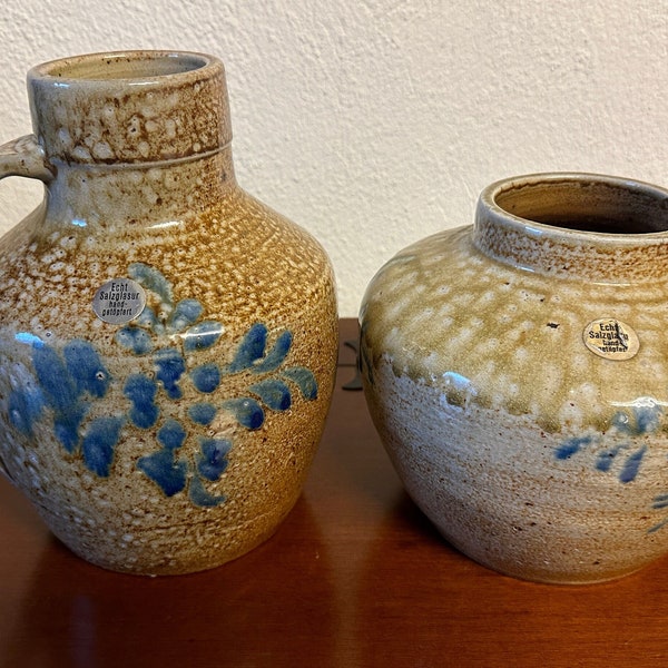 A pair of hand-potted and hand-cast ceramics with real salt glaze from Westwälder Steingut