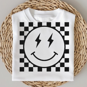 smiley SVG png, smiley faces png files,checkered smiley face,checkered lightning bolt,smile,shirt print,gift for him,smile at life,positive,