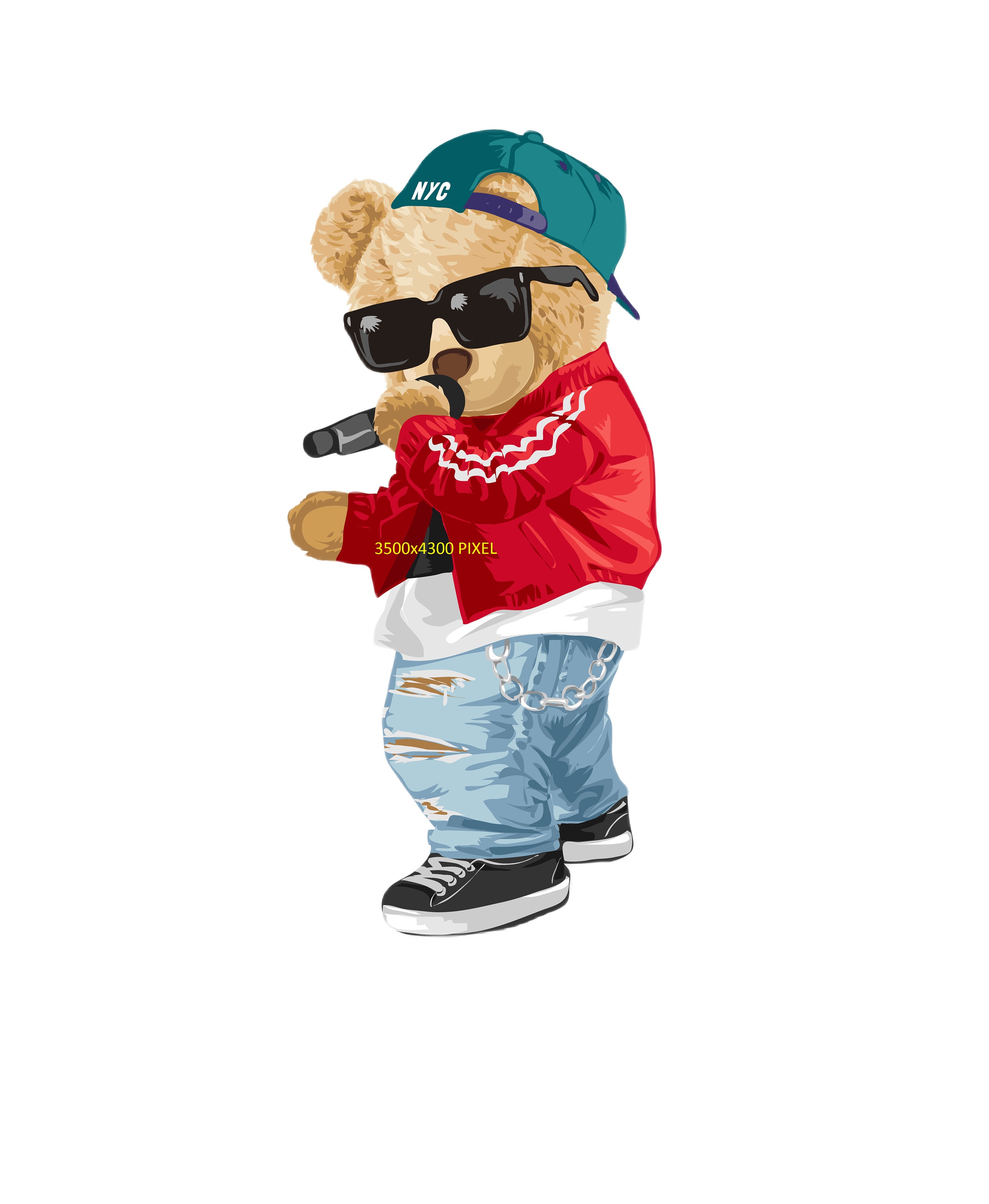 Teddy Bear Rap,hat Bear Png,moon With Glasses,digital Download,red Png ...
