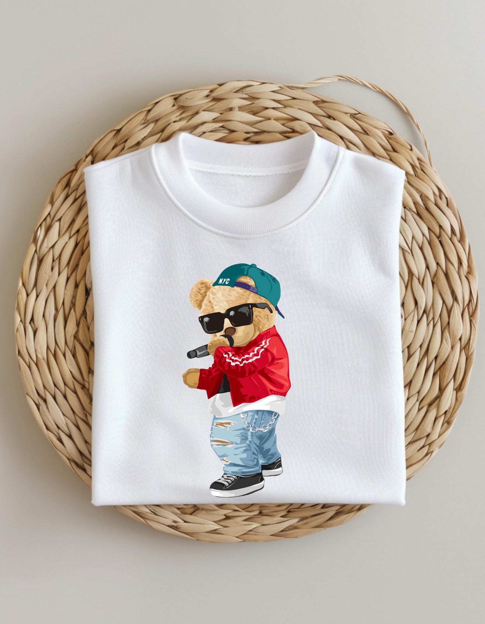 Teddy Bear Rap,hat Bear Png,moon With Glasses,digital Download,red Png ...