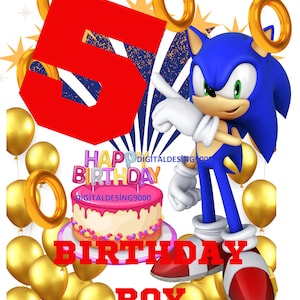 sonic FİVE jaar oud feestvarken, verjaardagstaart, verjaardagscadeau voor vier jaar, verjaardagsshirt, verrassing voor kinderen, verjaardagsfeestje, 5 jaar