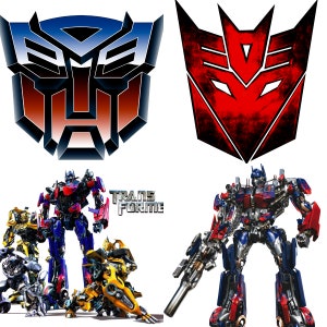 May include: Image featuring the Transformers logo in blue, red, and white, along with images of various Transformers characters. The word "TRANSFORME" is also visible. The characters include Optimus Prime and Bumblebee.
