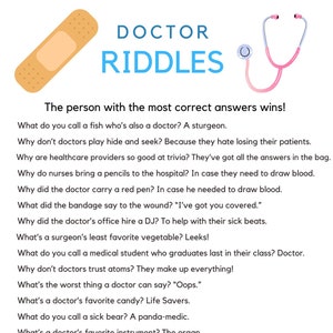 Doctor Medical Game Riddle Digital Download Quiz Nurse Surgeon Hospital ...